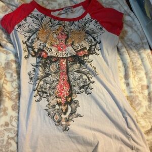 South Pole Red and White Graphic Tee